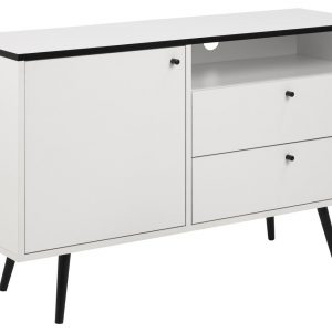 SCANDI Bílý TV stolek Jerry 124 cm - Výška75 cm- Šířka move 124 cm