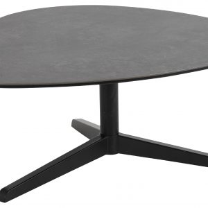 SCANDI Černý skleněný konferenční stolek Barnsby 84 x 77 cm - Výška34 cm- Šířka 84 cm
