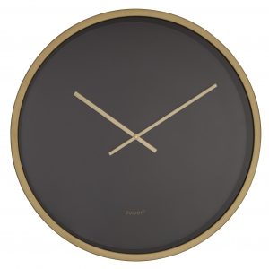 Nástěnné černo zlaté minimalistické hodiny ZUIVER BANDIT - Hloubka move5 cm- Baterie move 1 AA (není součástí balení)