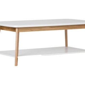 Bílý konferenční stolek Woodman Kensal Nordic s dubovou podnoží 115x65 cm - Výška45 cm- Deska move Laminát