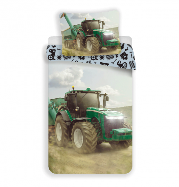 Jerry Fabrics Bavlněné povlečení 140x200 + 70x90 cm - Traktor "Green"  - MateriálBavlna- Rozměr 70 x 90 cm