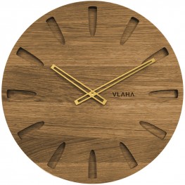 Dubové hodiny VLAHA VCT1020 vyrobené v Čechách se zlatými ručičkami