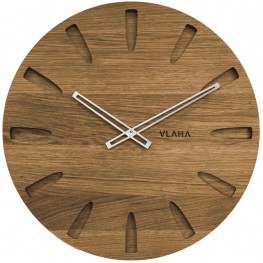 Dubové hodiny VLAHA VCT1021 vyrobené v Čechách se stříbrnými ručičkami