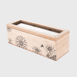 Dřevěná krabička na čaj Flower