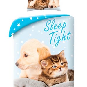 Halantex Bavlněné povlečení 140x200 + 70x90 cm - Dogs & Cats - Sleep Tight + VAK  - MateriálBavlna- Rozměr 70 x 90 cm