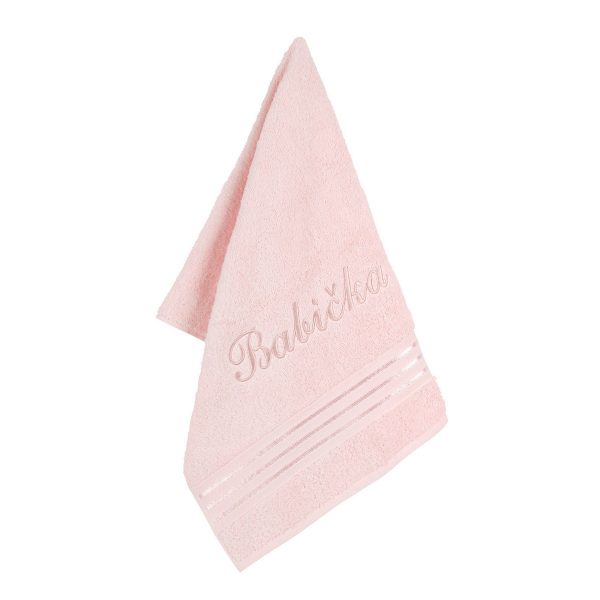 Bellatex Froté ručník s výšivkou Babička růžová  - Barvarůžová-