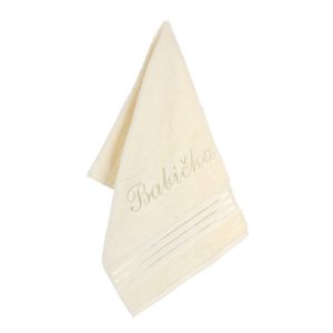 Bellatex Froté ručník s výšivkou Babička vanilková  - Barvabéžová-