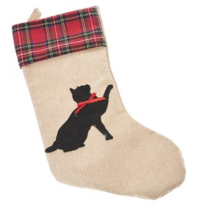 Vánoční textilní ponožka Kočka