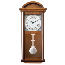 JVD N9236.1 - Dřevěné kyvadlové hodiny se stříbrnými doplňky