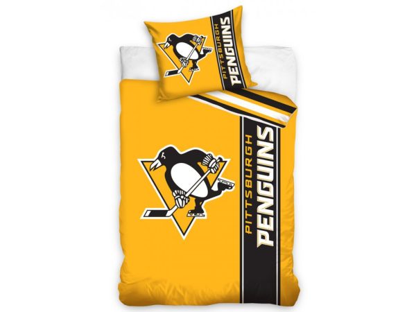 TipTrade Bavlněné povlečení 140x200 + 70x90 cm - NHL Pittsburgh Penguins Belt  - MateriálBavlna- Barva Bílé
