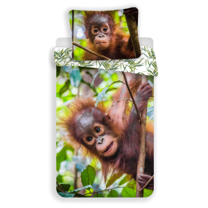 Jerry Fabrics Bavlněné povlečení 140x200 + 70x90 cm - Orangutan 02  - MateriálBavlna- Barva Zelené