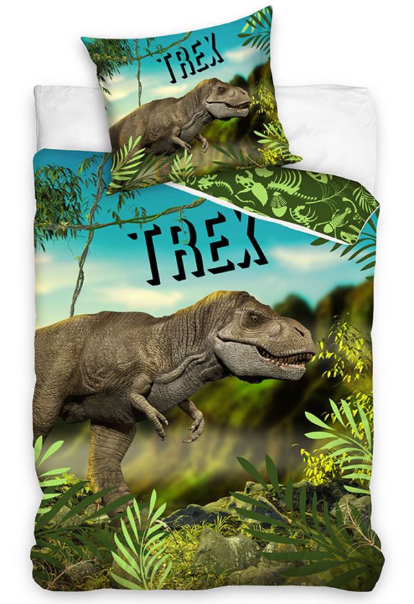 TipTrade Bavlněné povlečení 140x200 + 70x90 cm - T-Rex v pralese  - Materiál100 % bavlna- Motiv Dinosauři