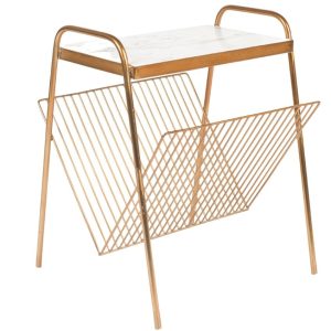 Zlatý kovový odkládací stolek Bold Monkey Keep It Tidy 43 x 40 cm s mramorovou deskou  - Výška52 cm- Šířka 43 cm