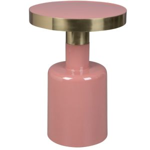 Růžový kovový odkládací stolek ZUIVER GLAM 36 cm  - Průměr36 cm- Výška 51 cm