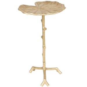 White Label Zlatý jednoduchý kovový odkládací stolek WLL Lily 30 cm  - Výška52 cm- Šířka 30 cm