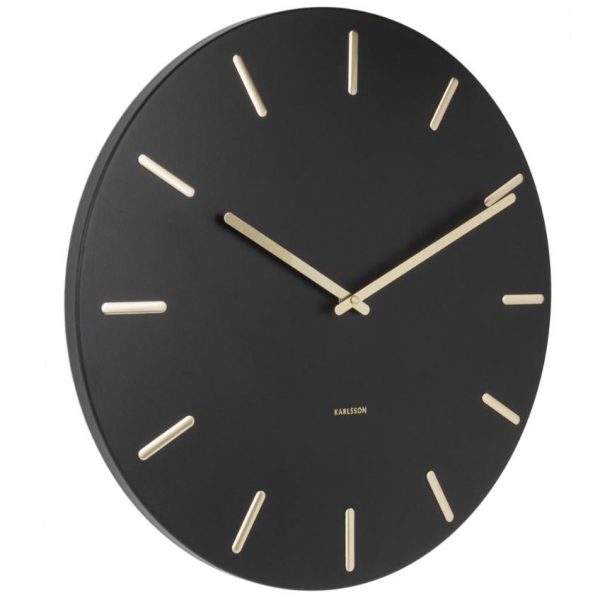 Time for home Černo zlaté nástěnné hodiny Torguen 45 cm  - Průměr45 cm- Tloušťka 3
