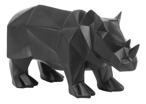 Time for home Černá dekorativní soška Origami Rhino  - Výška14