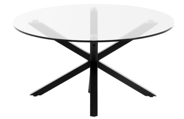 Skleněný konferenční stolek Kave Home Argo 82 cm s černou kovovou podnoží  - Výška40 cm- Výška podnože 39 cm