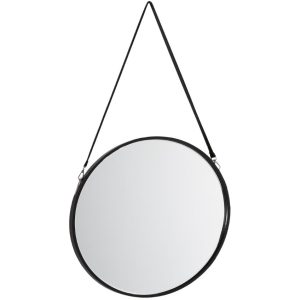 Černé lakované závěsné zrcadlo Kave Home Reintree 50 cm  - Průměr50 cm- Hloubka 3 cm