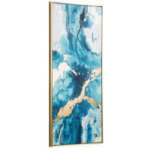 Modro zlatý abstraktní obraz Kave Home Iconic 120 x 50 cm  - Výška120 cm- Šířka 50 cm
