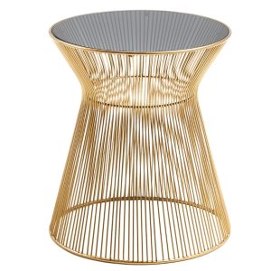 Zlatý skleněný kulatý odkládací stolek Kave Home Jolene 40 cm  - Výška44 cm- Průměr 40 cm