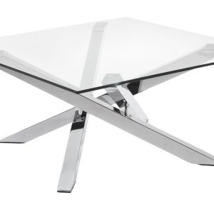 Skleněný konferenční stolek Kave Home Kamido 90 x 90 cm s kovovou podnoží  - Výška38 cm- Šířka 90 cm