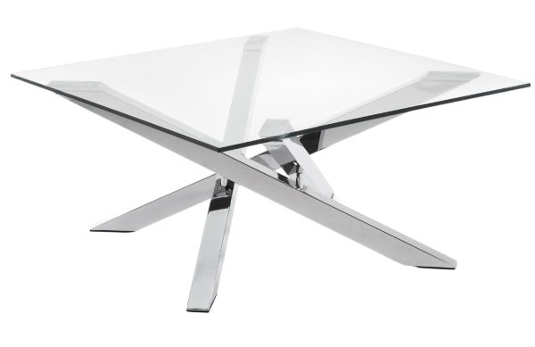 Skleněný konferenční stolek Kave Home Kamido 90 x 90 cm s kovovou podnoží  - Výška38 cm- Šířka 90 cm