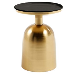 Zlatý kovový kulatý odkládací stolek Kave Home Physic 38 cm  - Výška45 cm- Šířka 38 cm