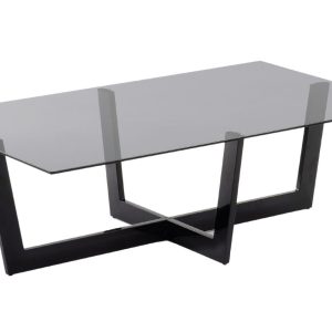 Kouřově šedý skleněný konferenční stolek Kave Home Plam 120 x 70 cm  - Výška38 cm- Šířka 120 cm