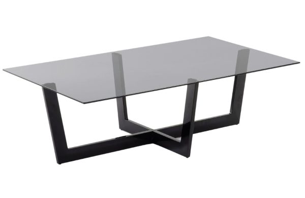 Kouřově šedý skleněný konferenční stolek Kave Home Plam 120 x 70 cm  - Výška38 cm- Šířka 120 cm