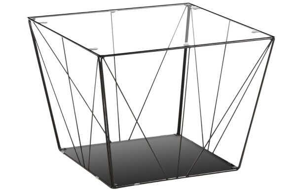 Černý kovový konferenční stolek Kave Home Tilo 60 x 60 cm se skleněnou deskou  - Výška43 cm- Šířka 60 cm
