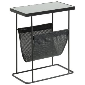 Černý skleněný odkládací stolek Kave Home Vivienne 45 x 25 cm  - Výška55 cm- Šířka 45 cm