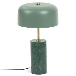 Zelená mramorová stolní lampa Kave Home Videl  - Výška44 cm- Průměr 26 cm