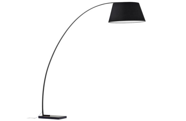 Černá kovová stojací lampa s mramorem Kave Home Juhe  - Délka kabelu185 cm- Šířka 170 cm