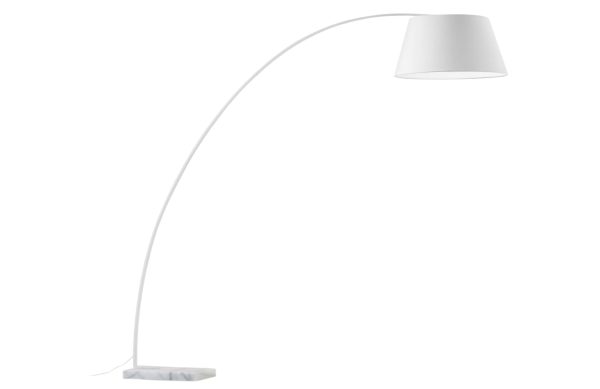 Bílá kovová stojací lampa s mramorem Kave Home Juhe  - Šířka170 cm- Výška 198 cm