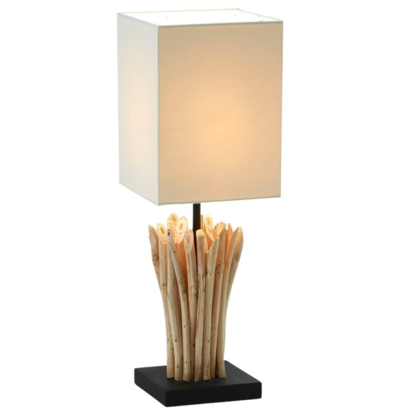 Béžová dřevěná stolní lampa Kave Home Boop  - Výška44 cm- Šířka 15 cm