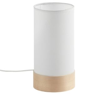 Bílá bavlněná stolní lampa Kave Home Slat  - Výška26 cm- Průměr 13 cm