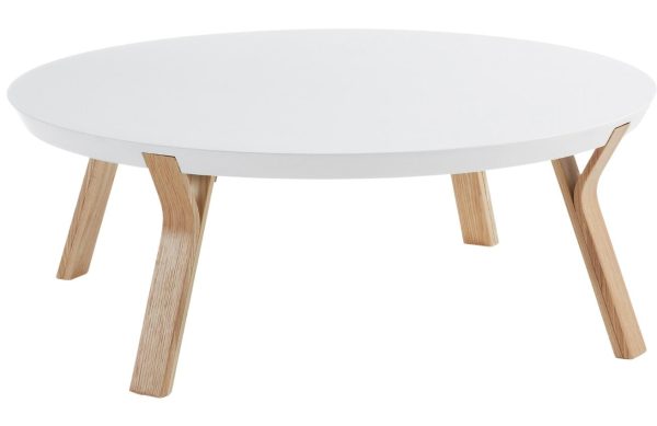 Bílý lakovaný konferenční stolek Kave Home Dilos 90 cm  - Průměr90 cm- Výška 32 cm