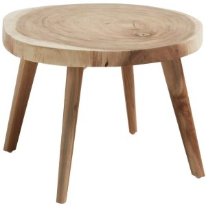 Masivní dřevěný konferenční stolek Kave Home Wellcres 65 cm  - Výška41 cm- Průměr 65 cm