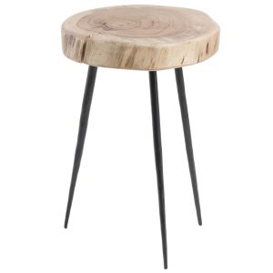 Dřevěný odkládací stolek Kave Home Eider 35 cm  - Výška54 cm- Průměr 35 cm