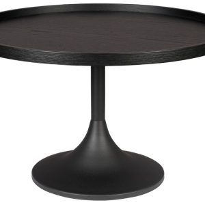 Černý dubový konferenční stolek ZUIVER JASON 69 cm  - Výška42 cm- Průměr 69 cm