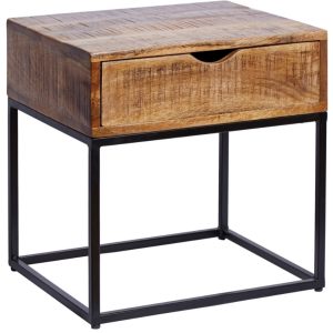 Moebel Living Masivní mangový noční stolek Fabio 45 x 35 cm  - Výška45 cm- Šířka 45 cm