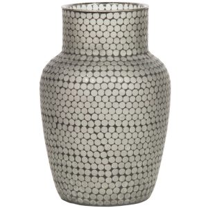 Hoorns Černobílá skleněná váza Ice s puntíky  - Výška52 cm- Průměr 38 cm