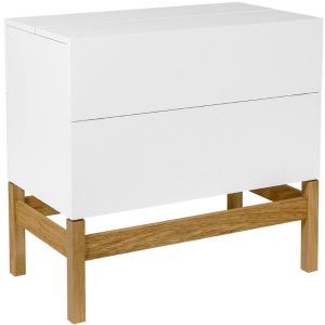 Bílý barový stolek Woodman Grande s dubovou podnoží 75x40 cm  - Výška70 cm- Šířka 75 cm