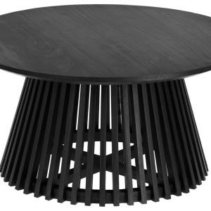 Černý dřevěný kulatý konferenční stolek Kave Home Jeanette 80 cm  - Výška40 cm- Průměr 80 cm