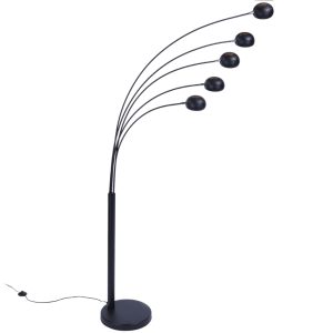 Moebel Living Černá kovová stojací lampa Insolva  - Šířka150 cm- Výška 210 cm