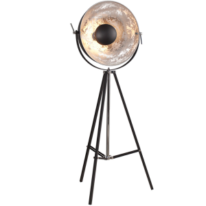 Moebel Living Černo stříbrná kovová stojací lampa Laila 160 cm  - Výška< 160 cm- Šířka 55 cm
