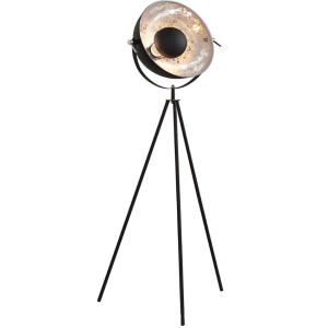 Moebel Living Černo stříbrná kovová stojací lampa Laila 145 cm  - Výška< 145 cm- Šířka 65 cm