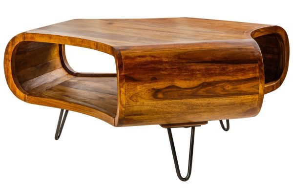 Moebel Living Masivní sheeshamový konferenční stolek Gabriel 90 x 90 cm  - Výška38 cm- Šířka 90 cm