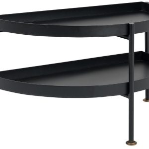 Nordic Design Černý kovový odkládací stolek Nollan Half 80 x 20 cm  - Výška45 cm- Šířka 80 cm